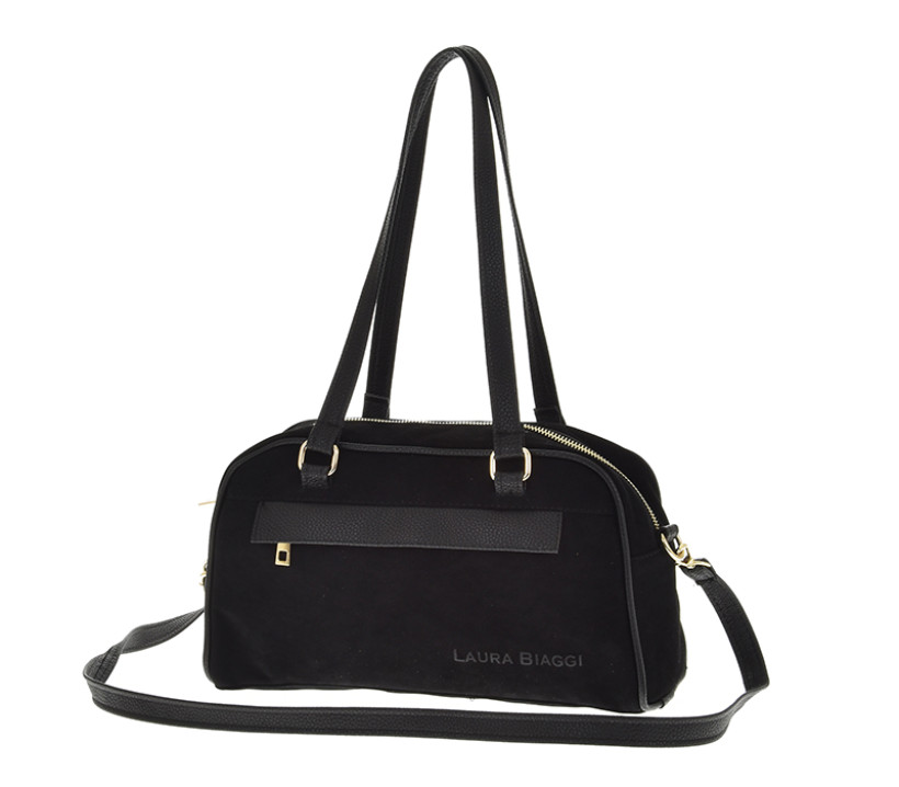 TOREBKA JAMNIK KUFEREK CZARNY EKO SKÓRA EKO ZAMSZ LAURA BIAGGI CZARNA