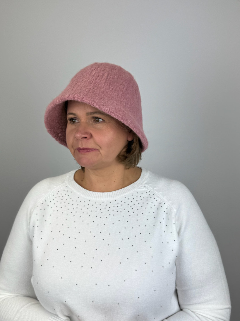 Kapelusz typu bucket hat, bukla - 101173 - pudrowy