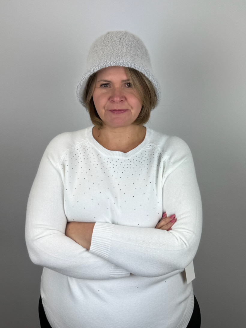 Kapelusz typu bucket hat, bukla z włosem - 394099 - popiel