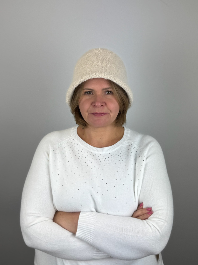 Kapelusz typu bucket hat, bukla z włosem - 394099 - beż