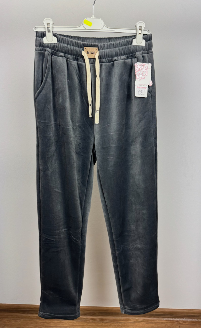 Spodnie na gumie, welur - nice - rozm. l/xl // 2xl/3xl - 3911 - popiel