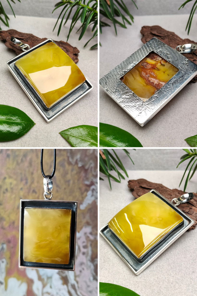 Unikatowy wisiorek z naturalnego bursztynu i srebra 925 – ręcznie wykonana biżuteria artystyczna