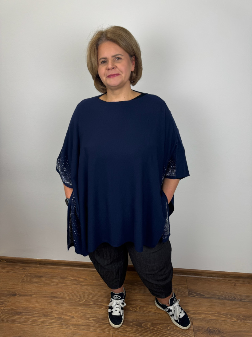 Ponczo/Narzutka cyrkonie - (m/l, xl/xxl) - 8685 - granat