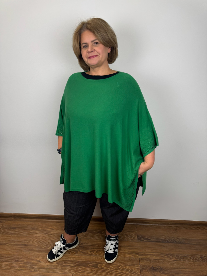 Ponczo/Narzutka cyrkonie - (m/l, xl/xxl) - 8685 - zielony