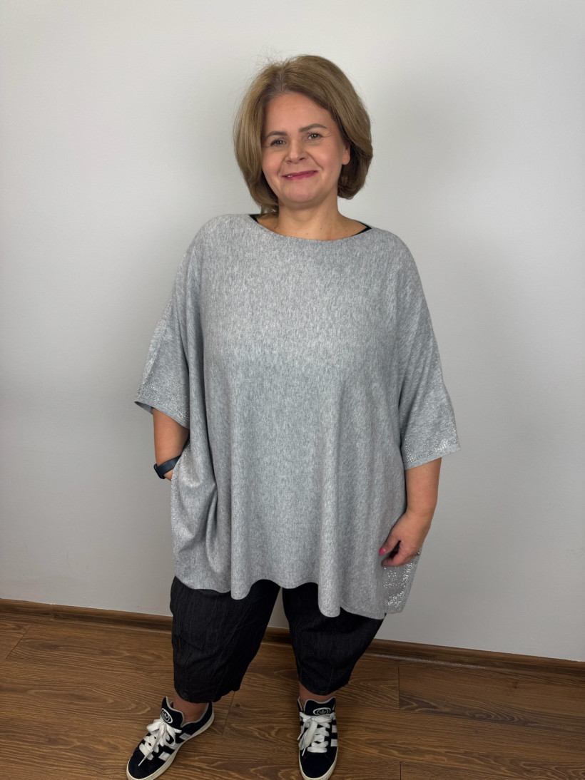 Ponczo/Narzutka cyrkonie - (m/l, xl/xxl) - 8685 - popiel