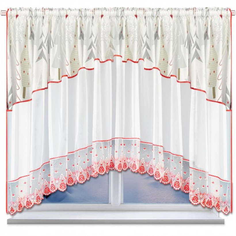 Firana woalowa 400x160cm biała w choinki L698S