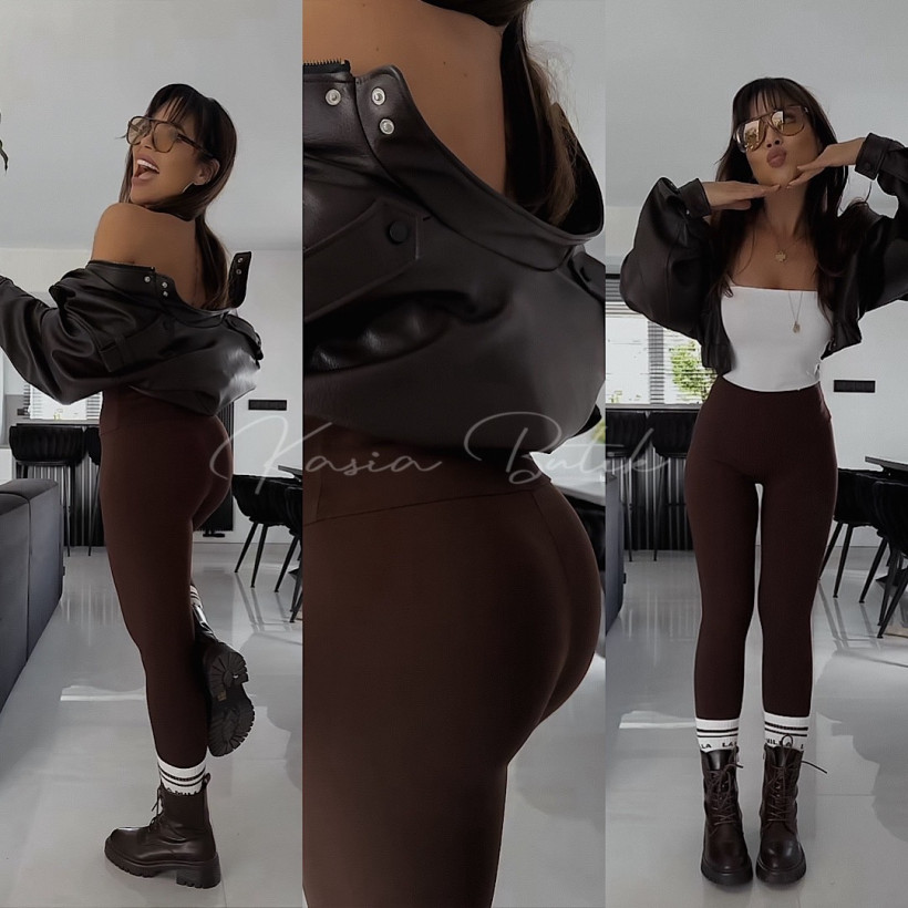 Legginsy Wiskozowe High Waist Fame Czekoladowe