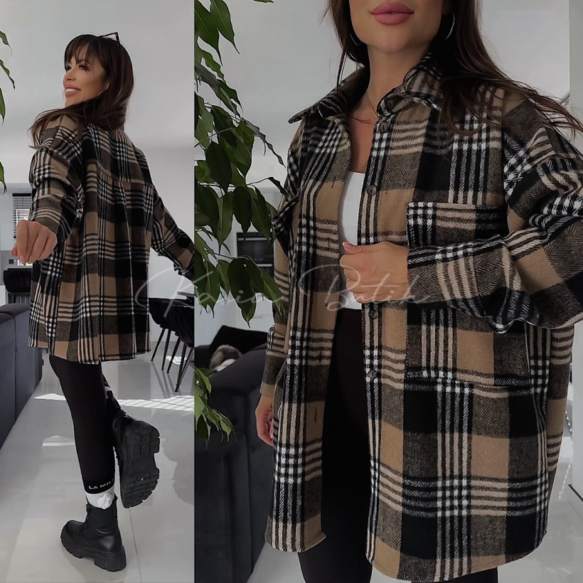 Koszula Wiskozowa Fashion Style Oversize Krata