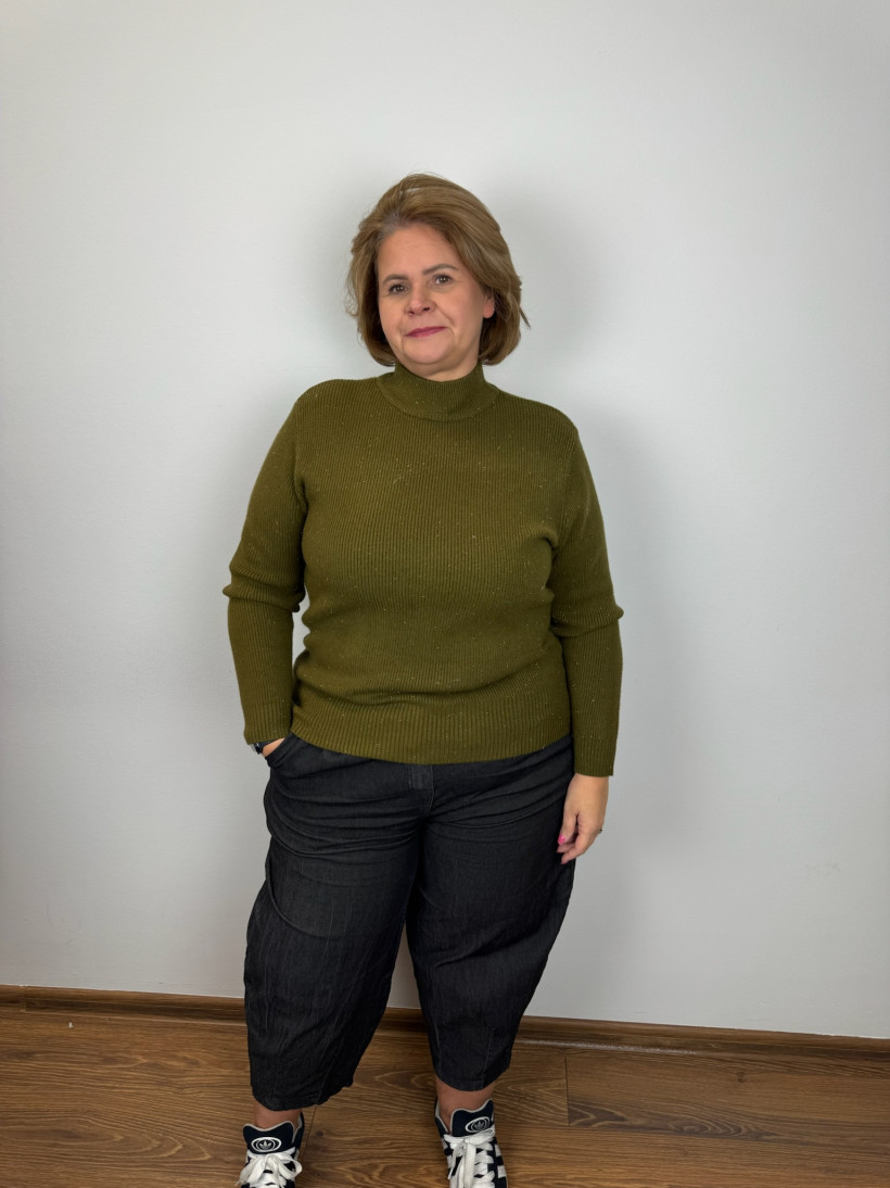 Sweter półgolf prążek - (m/l, l/xl) - 3857 - zgniła zieleń