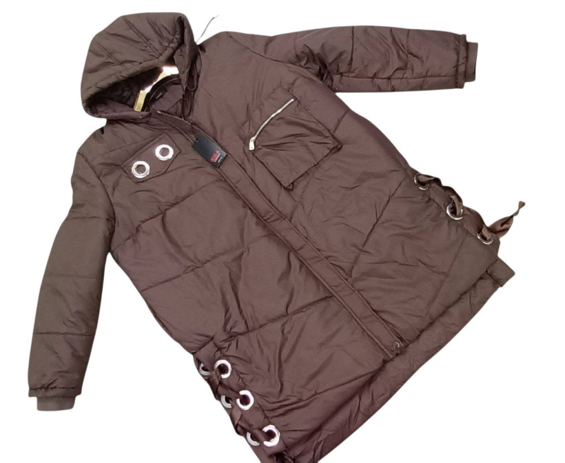 kurtka zimowa tasiemki po bokach 