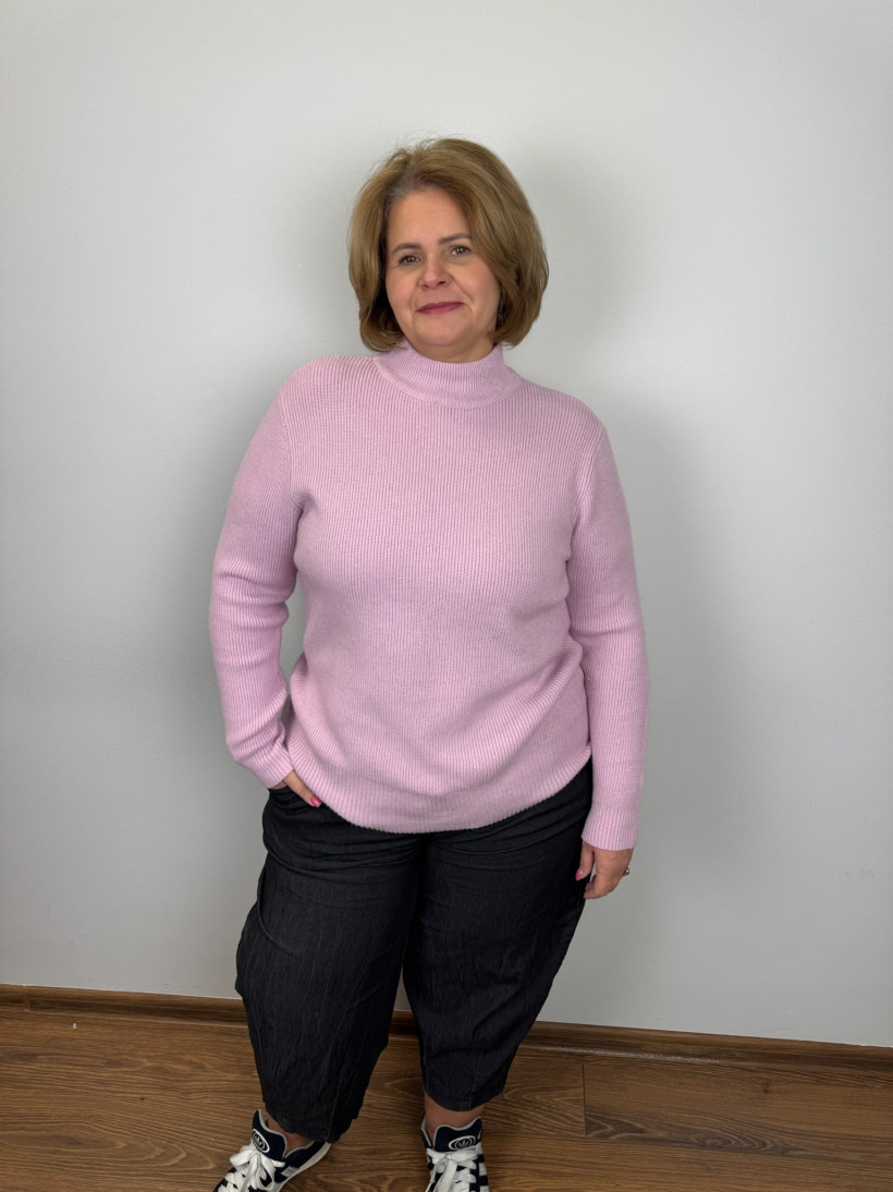 Sweter półgolf prążek - (m/l, l/xl) - 3857 - puder