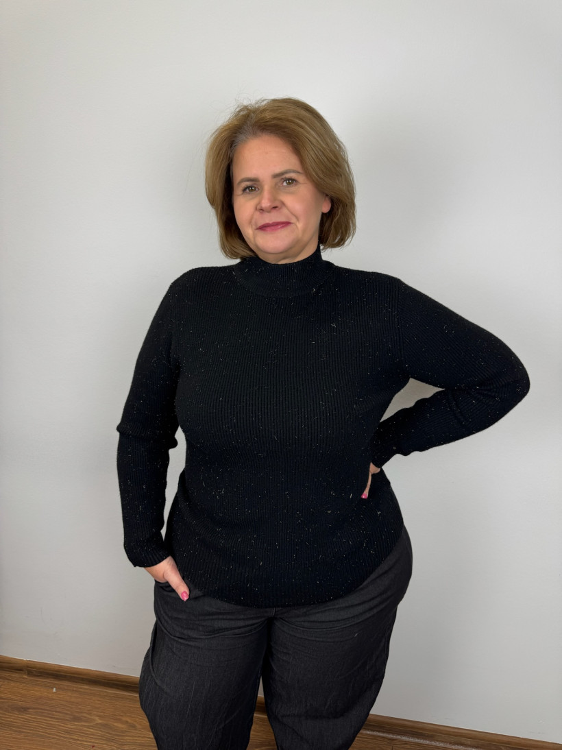 Sweter półgolf prążek - (m/l, l/xl) - 3857 - czarny