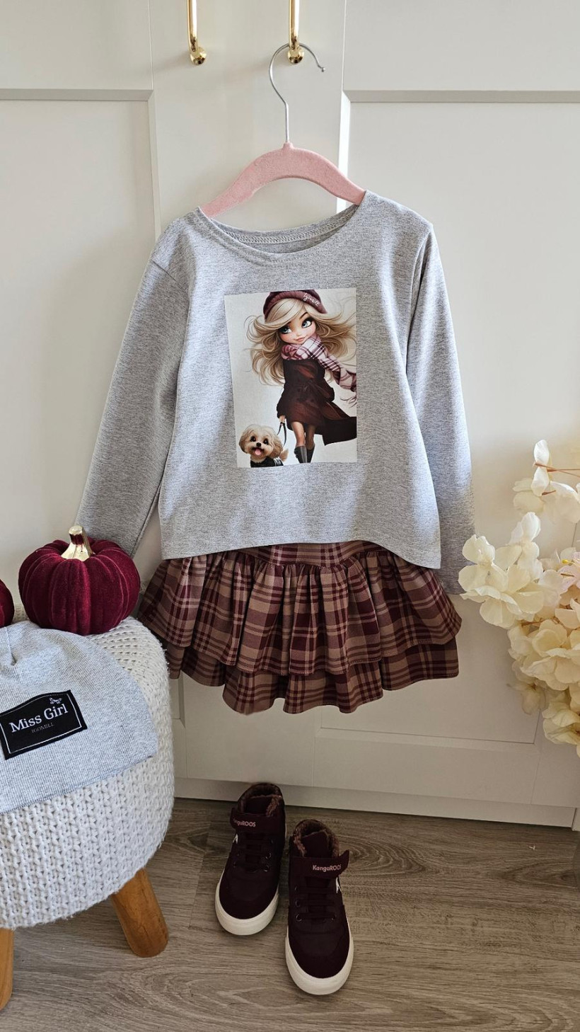 SPÓDNICO-SPODNIE BEŻOWE KRATA BORDOWA IGOMILL