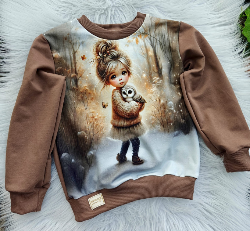 BLUZA DZIEWCZYNKA Z SOWĄ PRACOWNIA INSPIRACJE