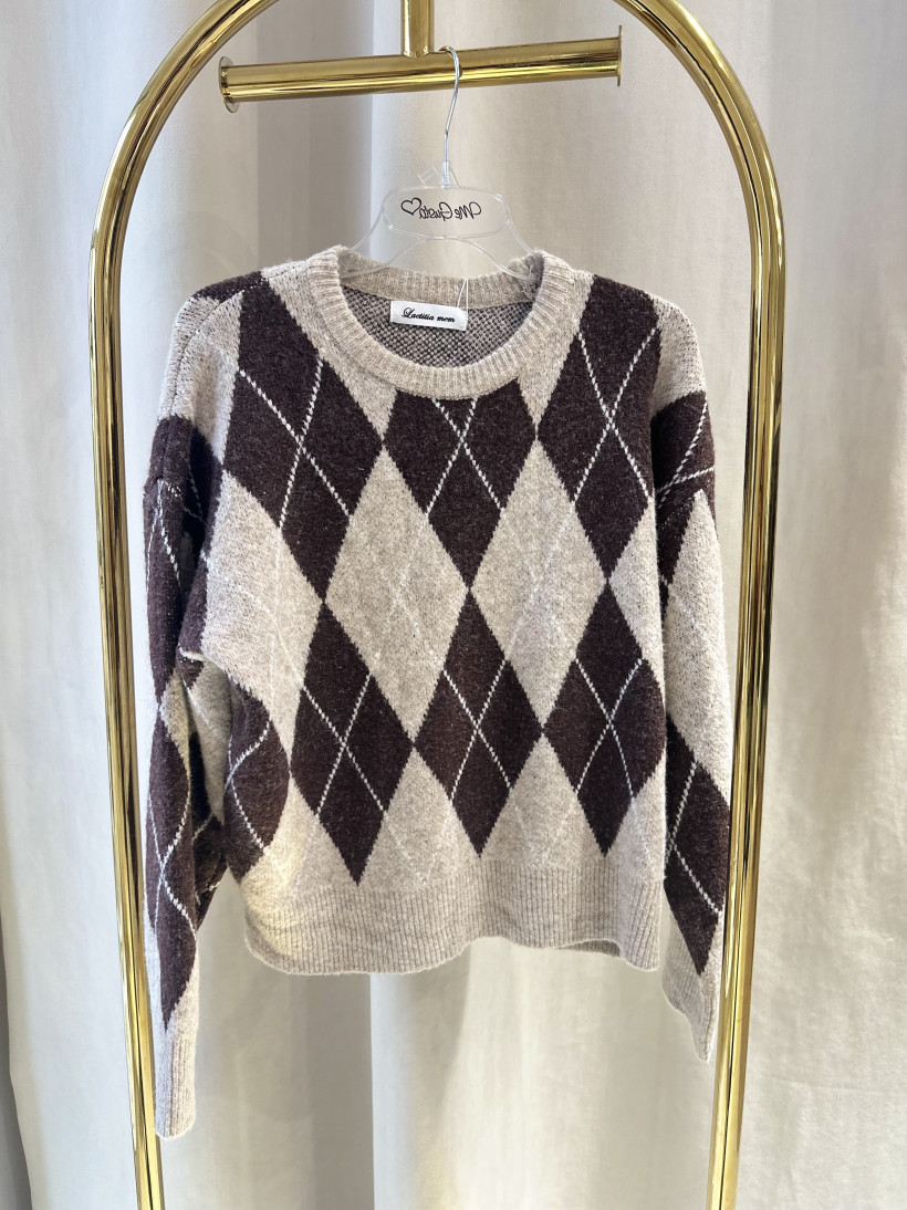 MEM SWETER ROMBY CZEKOLADA