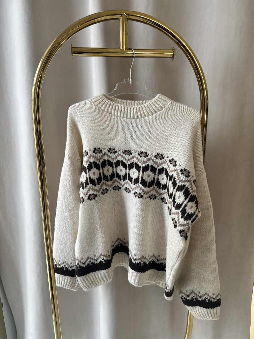 NAT SWETEREK BEŻ WZÓR NORWESKI