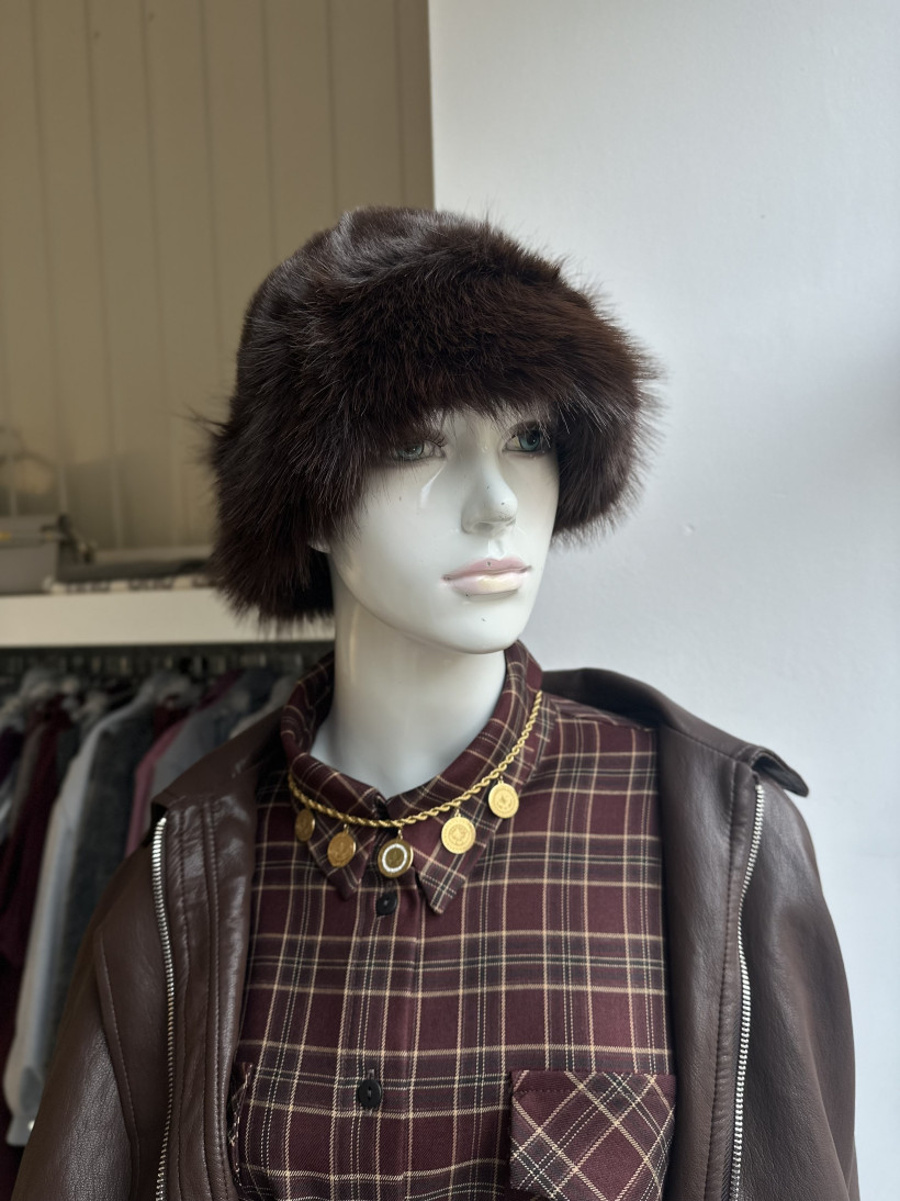 CZAPKA FUTRO CZEKOLADA