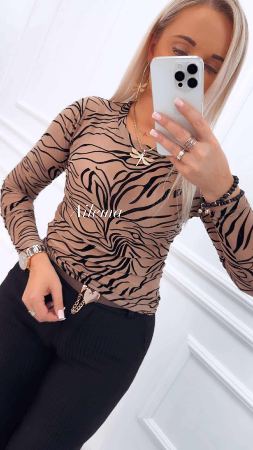 Bluzka siateczkowa we wzory 513 długi rękaw