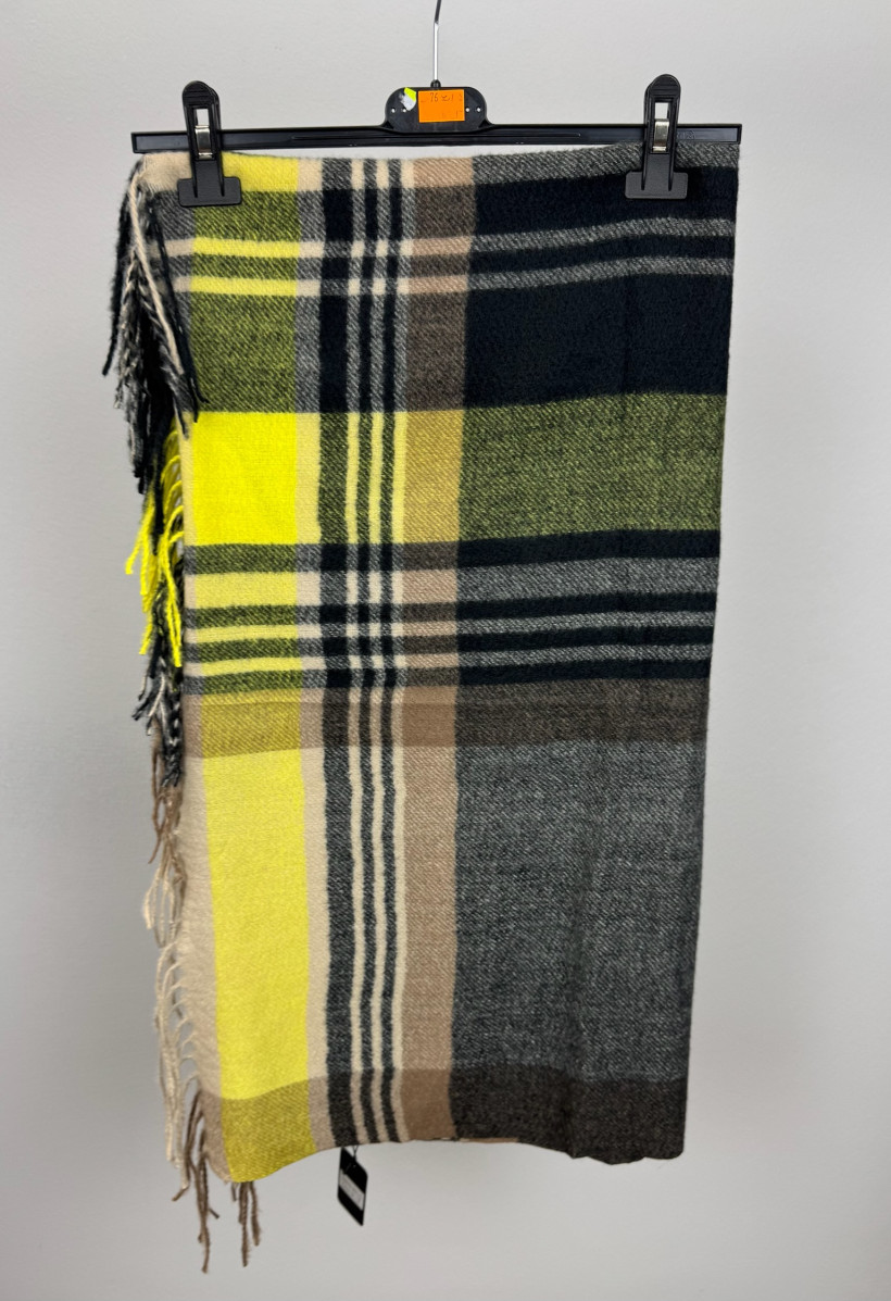 Chusta krata z frędzlami - versoli - 76 - żółta