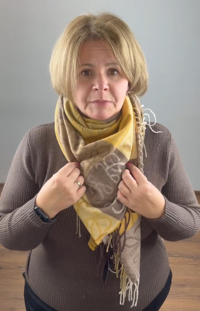 Chusta kostka z pętelkami - 73 - musztarda