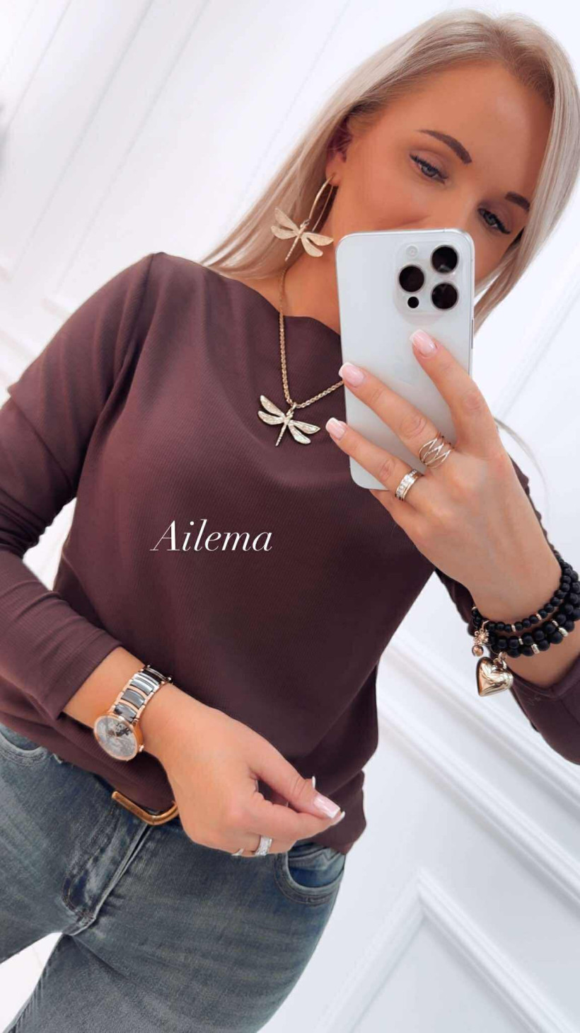 Bluzka HDM H5860 dekolt woda, długi rękaw