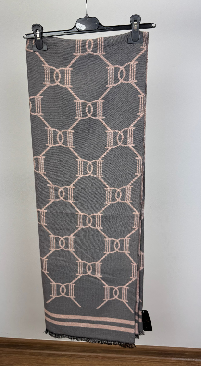 Szal dwustronny, wzorek DD - 99 - popiel / puder