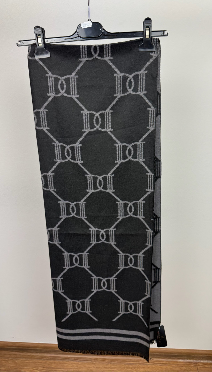 Szal dwustronny, wzorek DD - 99 - czarny/popiel