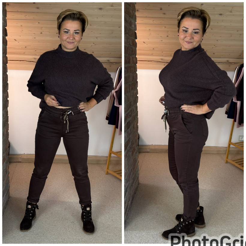 Spodnie brazowe na gumie