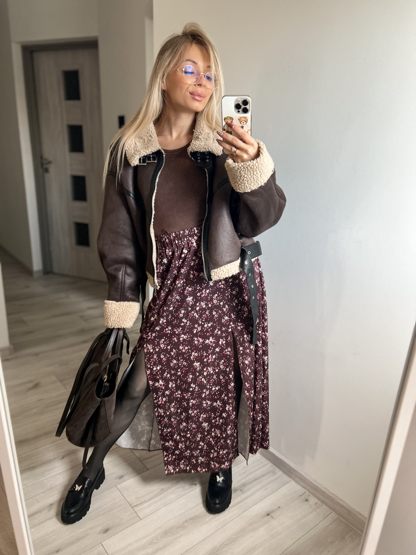 Spódnica z rozcięciem kwiaty