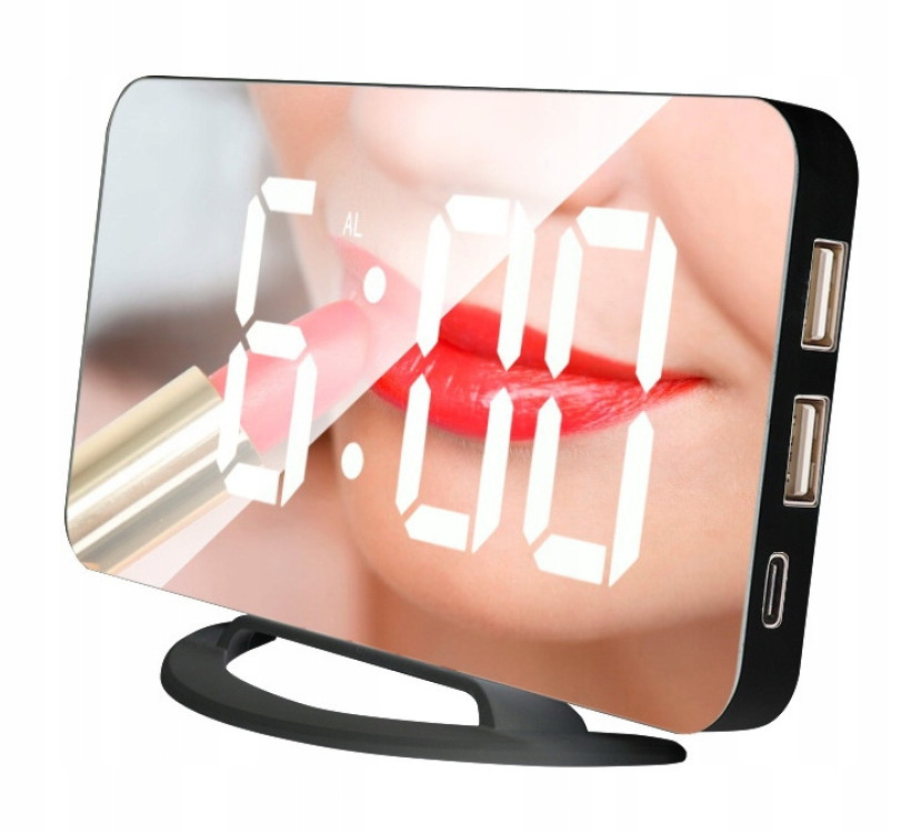 ORYGINALNY ZEGAR ELEKTRONICZNY LED LUSTRZANY Czarny 