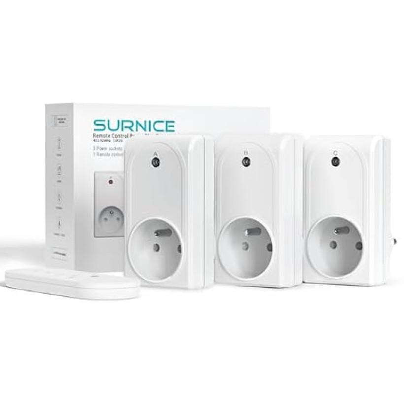 niazdo programowalne SURNICE z bezprzewodowym pilotem, 3 gniazda i 1 pilot, zasięg 80 m,