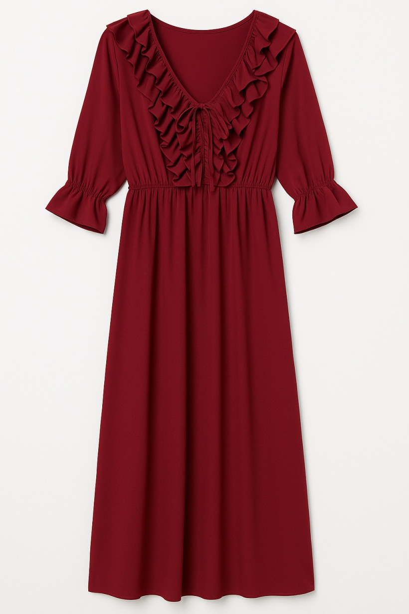 Sukienka szyfon bordo long 1829