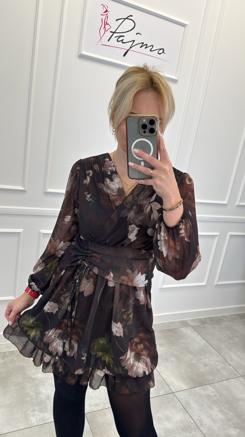 Sukienka szyfon kwiaty 13835