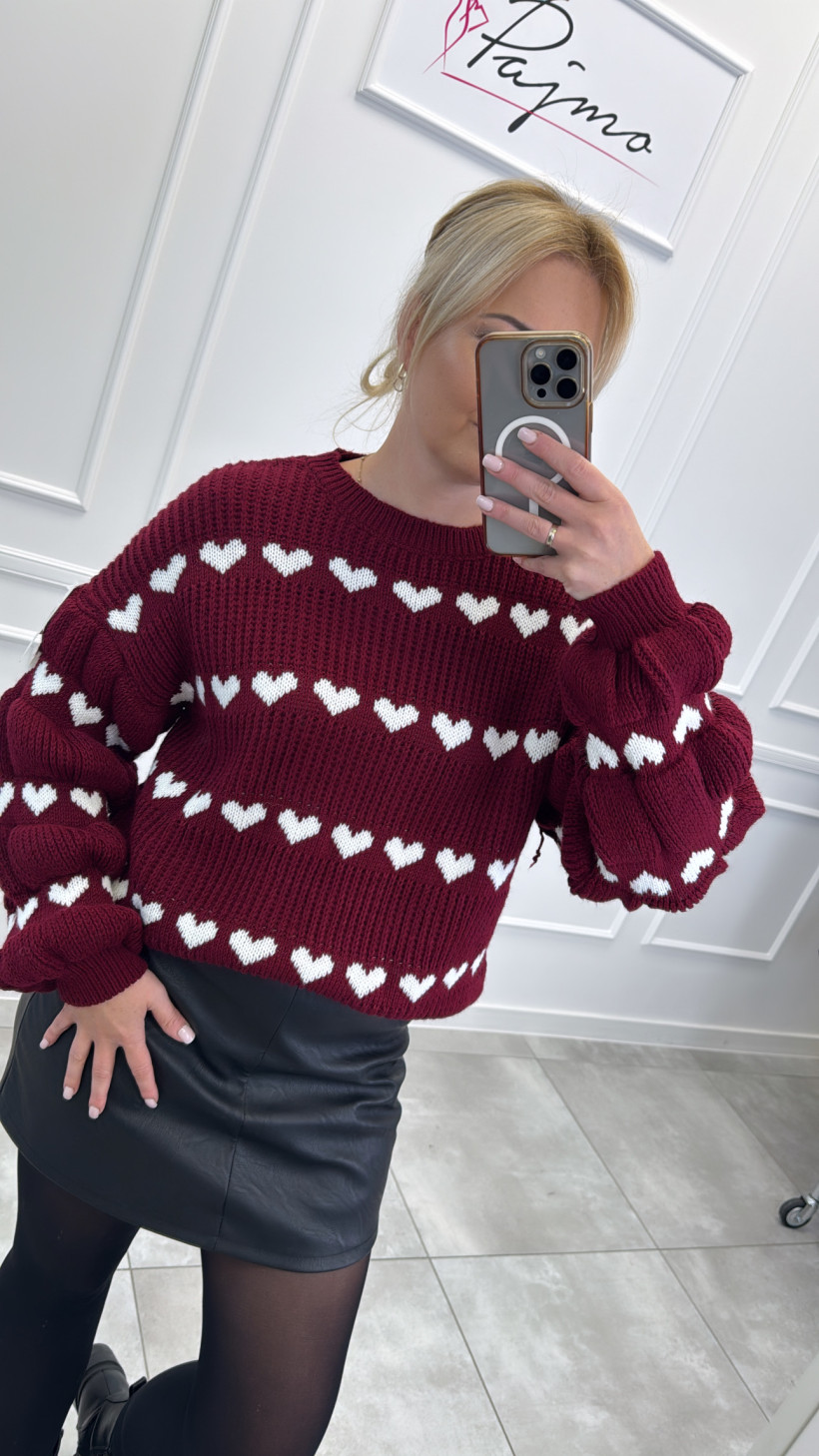 Sweter bordo serca 13831 