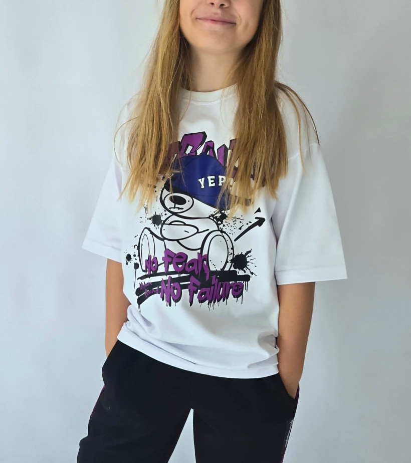 Dziecięcy T-shirt Urban Brand z Misiem Luźna Koszulka na Co Dzień