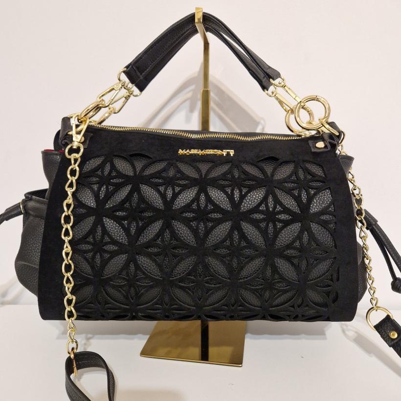 MASSIMO CONTTI AUTORSKI MODEL TOREBKA AŻUROWA CZARNA