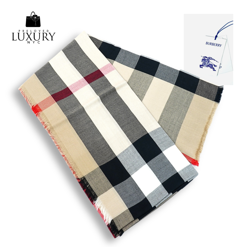 BURBERRY Shawl 100% Cashmere Archive Beige