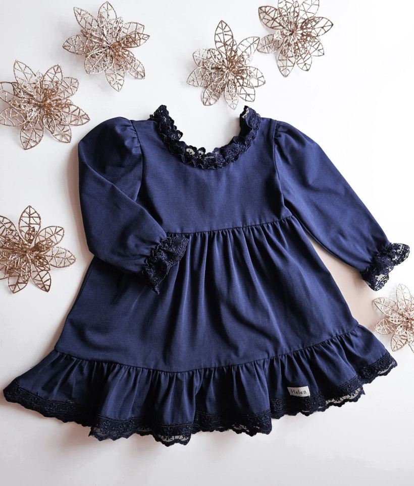 SUKIENKA GRANATOWA Z KORONKAMI HELEN