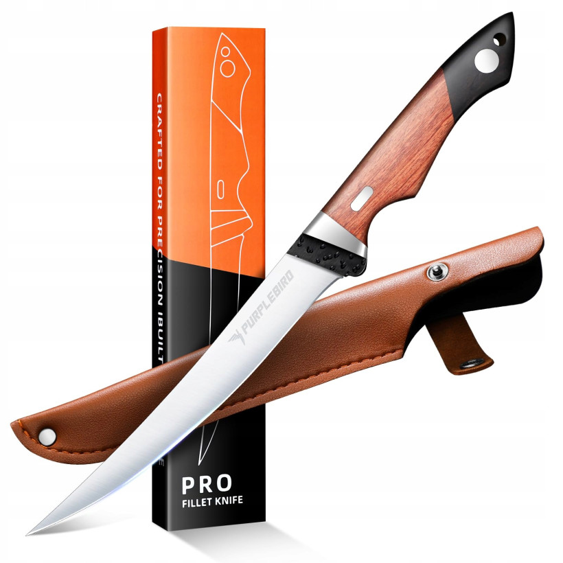 Nóż do filetowania ryb PURPLEBIRD 18 CM z pochwą