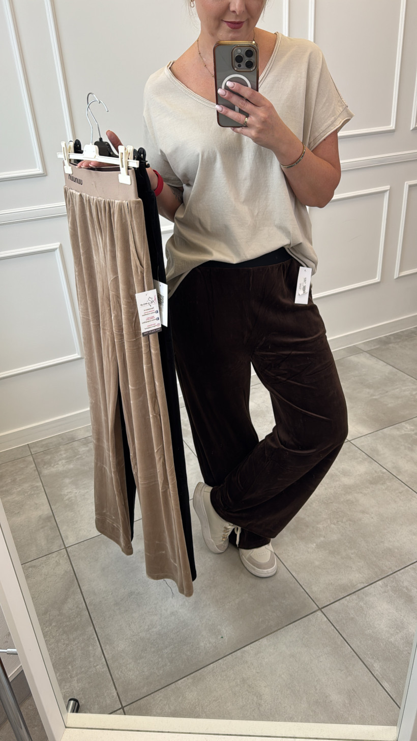 Szerokie spodnie welur 13848