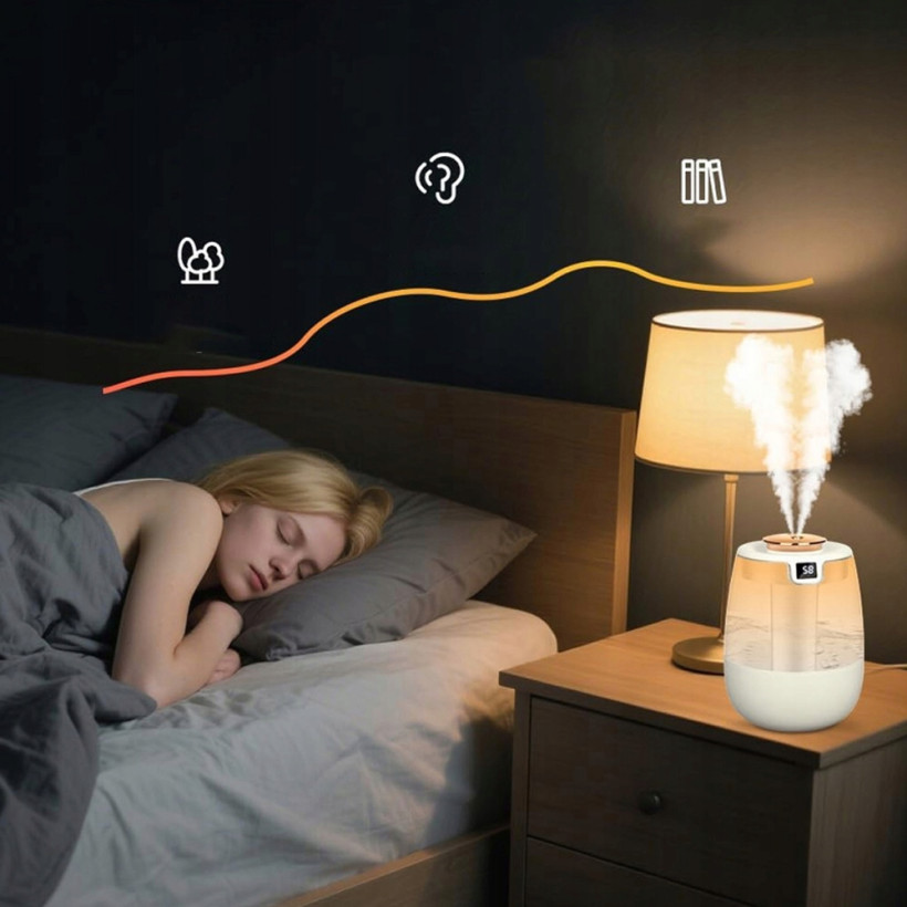 NAWILŻACZ POWIETRZA DYFUZOR ZAPACHOWY AROMATERAPIA LAMPKA NOCNA LED USB