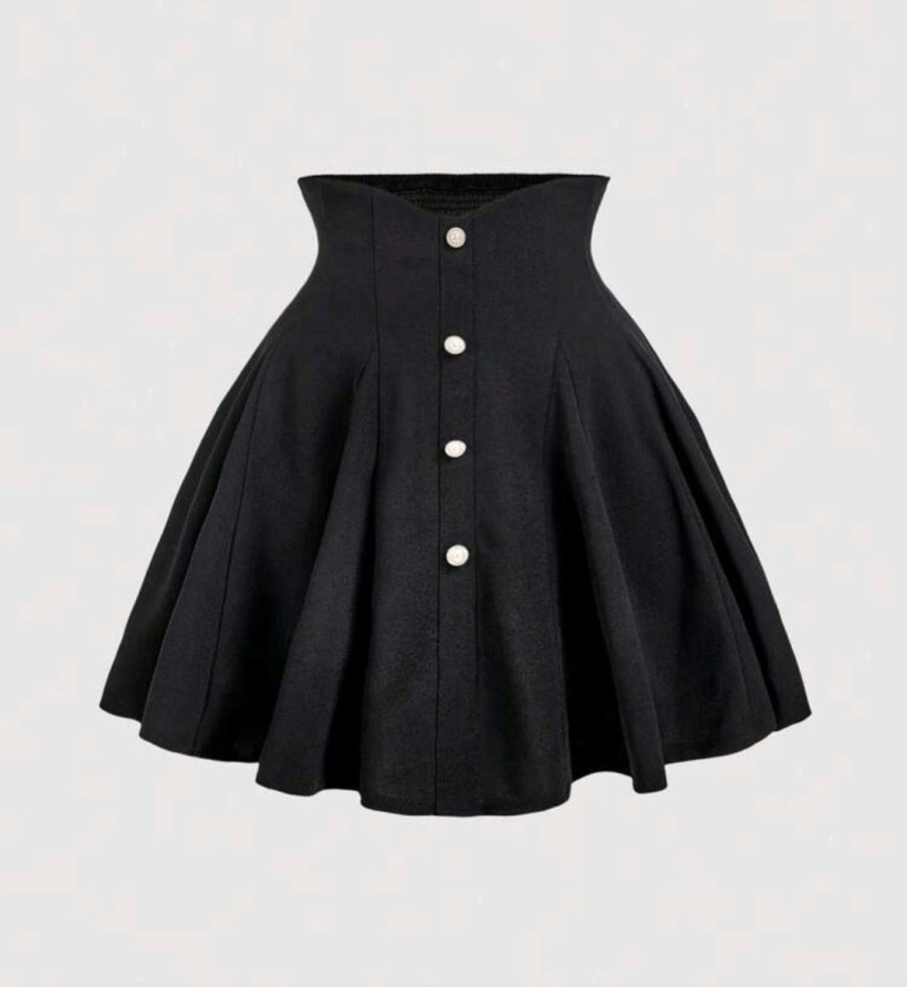 S5488 Spódnica rozkloszowana z guzikami SHEIN