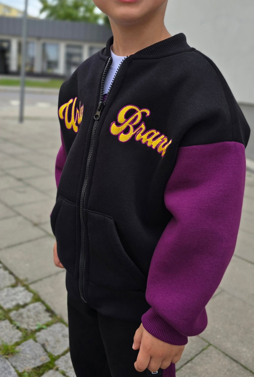 Dziecięca Bluza Rozpinana Urban Brand Czarno-Fioletowa
