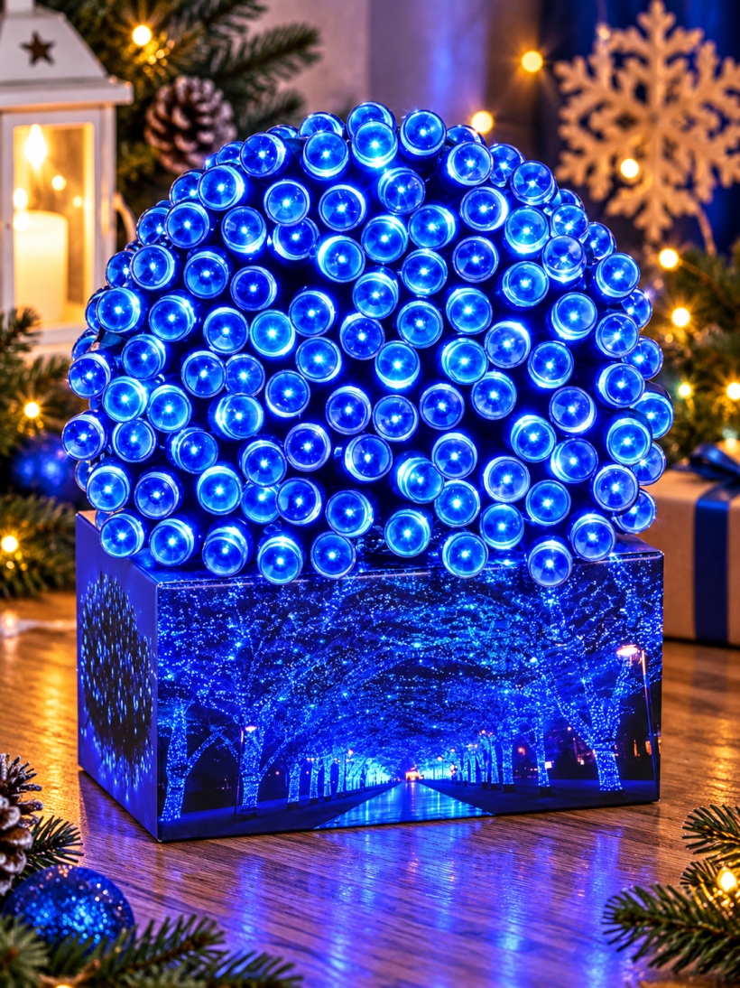 Lampki choinkowe 100 LED niebieskie 7 m 8 trybów IP44