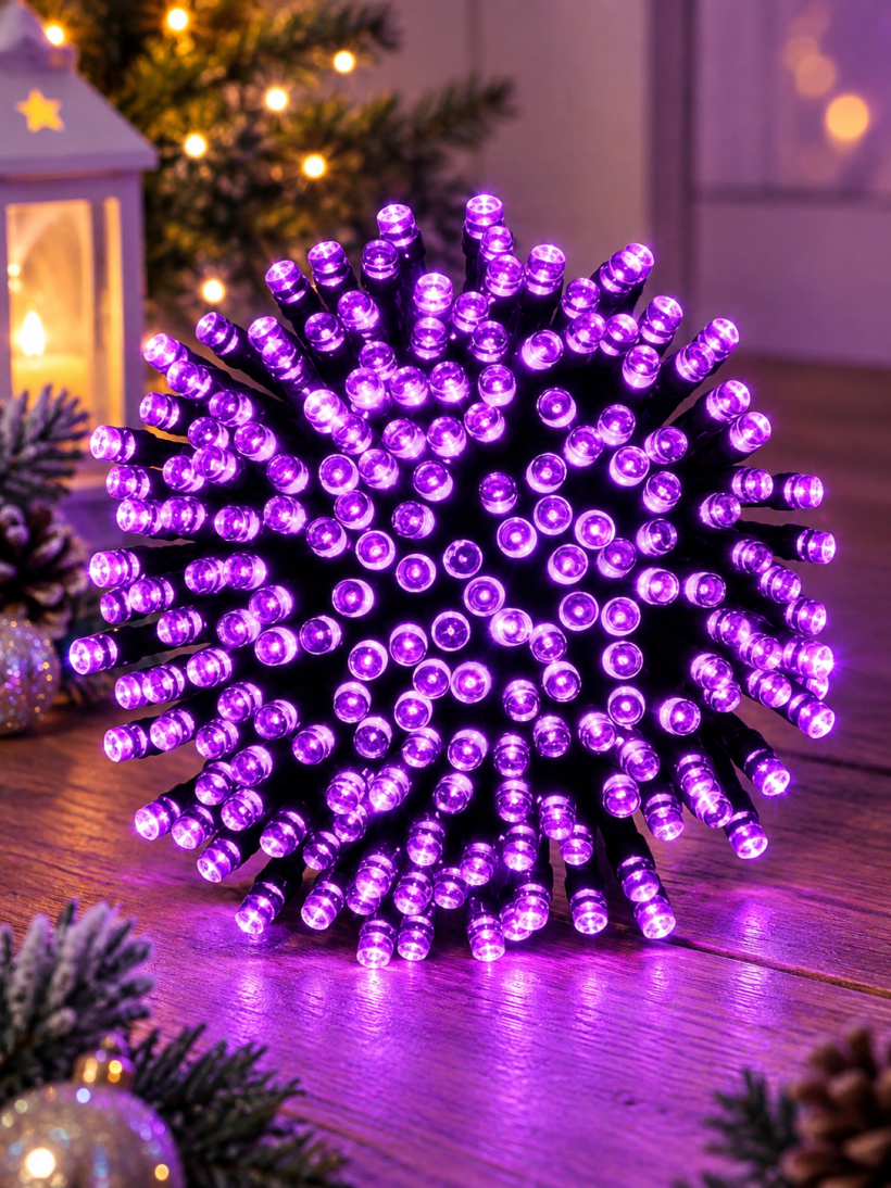 Lampki choinkowe 100 LED fioletowe 8 trybów 230 V