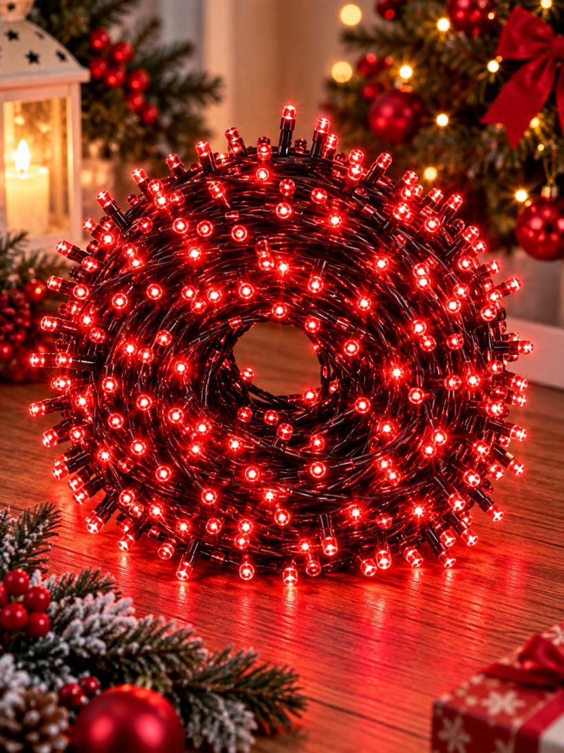 Lampki świąteczne 100 LED czerwone 7 m 8 trybów 230 V