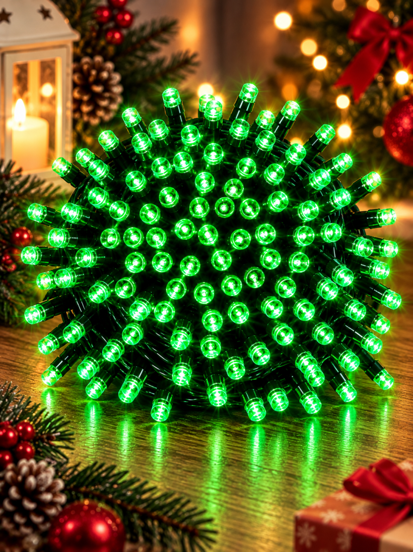 Lampki Choinkowe 100 LED Światełka Na Choinkę Zielone