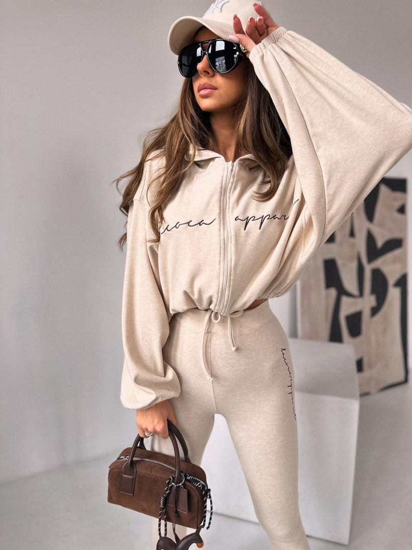 Komplet Lacoca pisane logo beż