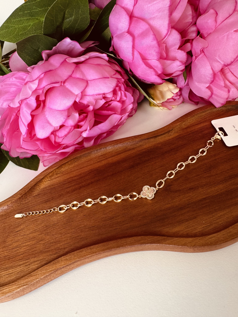 Bransoletka koniczynka cyrkonie 13860 G