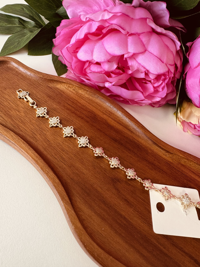 Bransoletka kwiaty i cyrkonie 13860 H